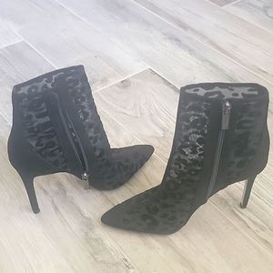 Leopard fabric booties